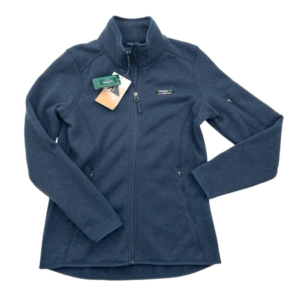 L.L. Bean Full Zip Sweater Fleece Nautical Navy Blue Jacket - Picture 1 of 7